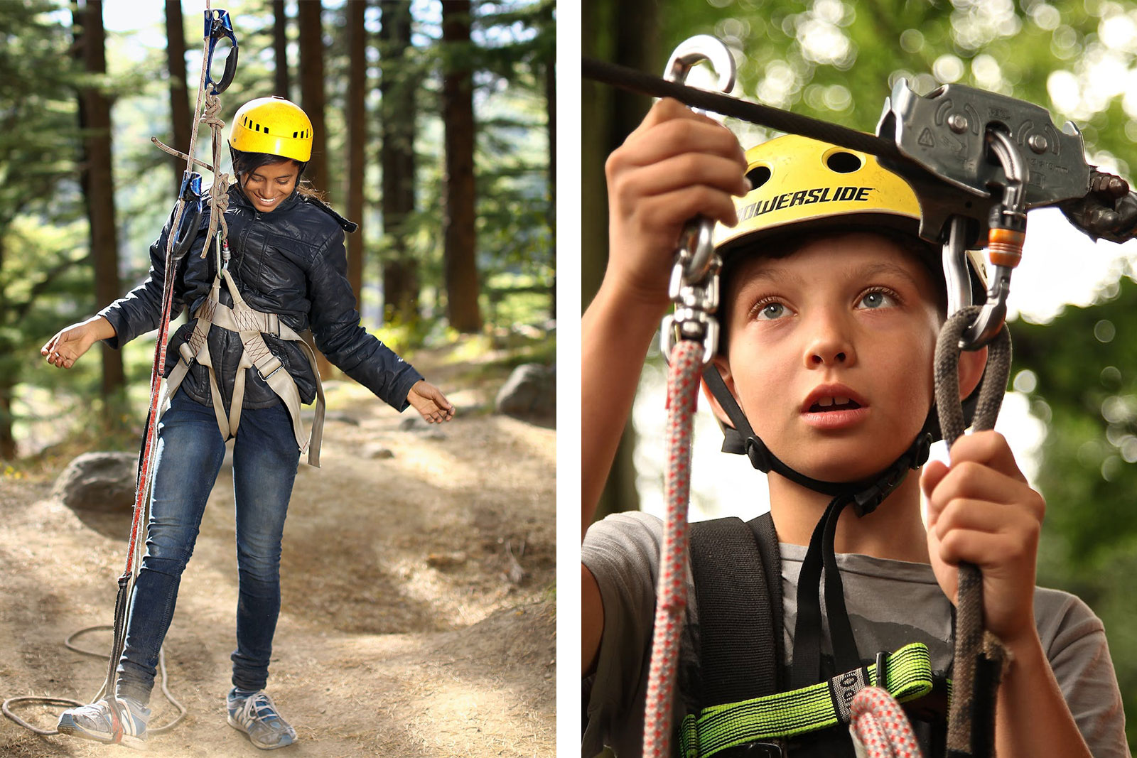 Dagtrips actief sportief klimpark. Klimmen in de bossen van Aveyron Cantal (Occitanie) dagje uit op vakantie in frankrijk.