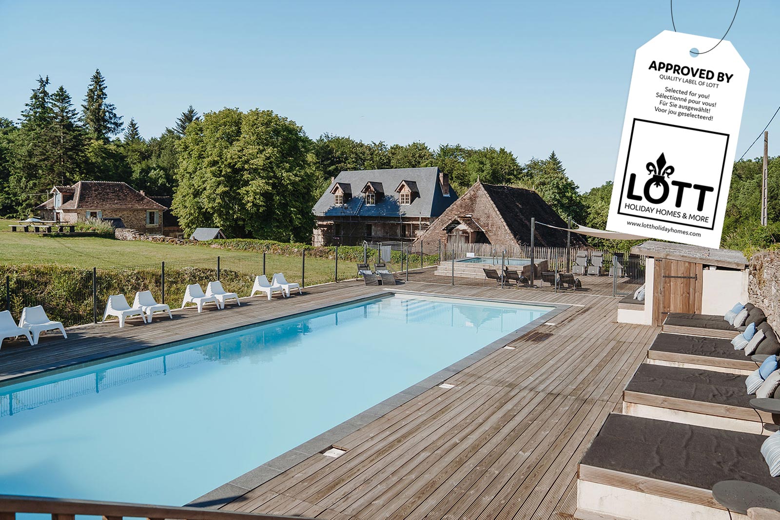 Natuurhuisje met zwembad op luxe vakantieparkje in Midden-Frankrijk.